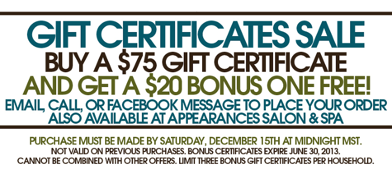 Sale on gift certificates from Kristina Lynn Photography & Design, a Denver Colorado based photographer