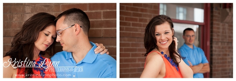 A midwest urban engagement session in Downtown Des Moines, Iowa by Denver Colorado based photograher Kristina Lynn Photography & Design.