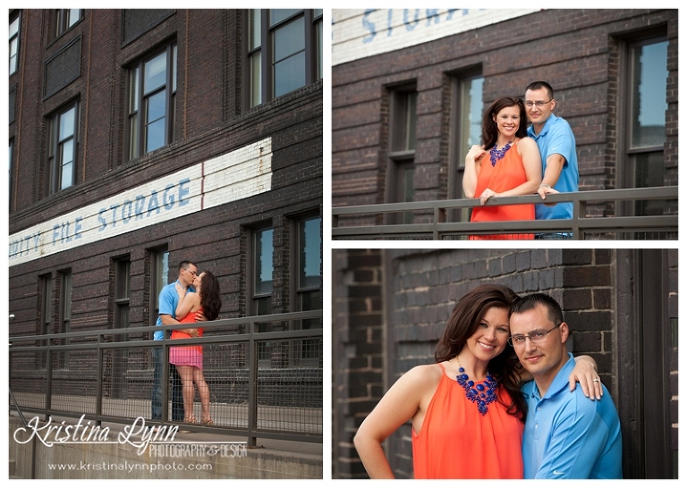 A midwest urban engagement session in Downtown Des Moines, Iowa by Denver Colorado based photograher Kristina Lynn Photography & Design.