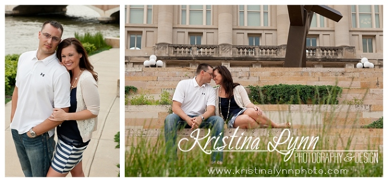 A midwest urban engagement session in Downtown Des Moines, Iowa by Denver Colorado based photograher Kristina Lynn Photography & Design.