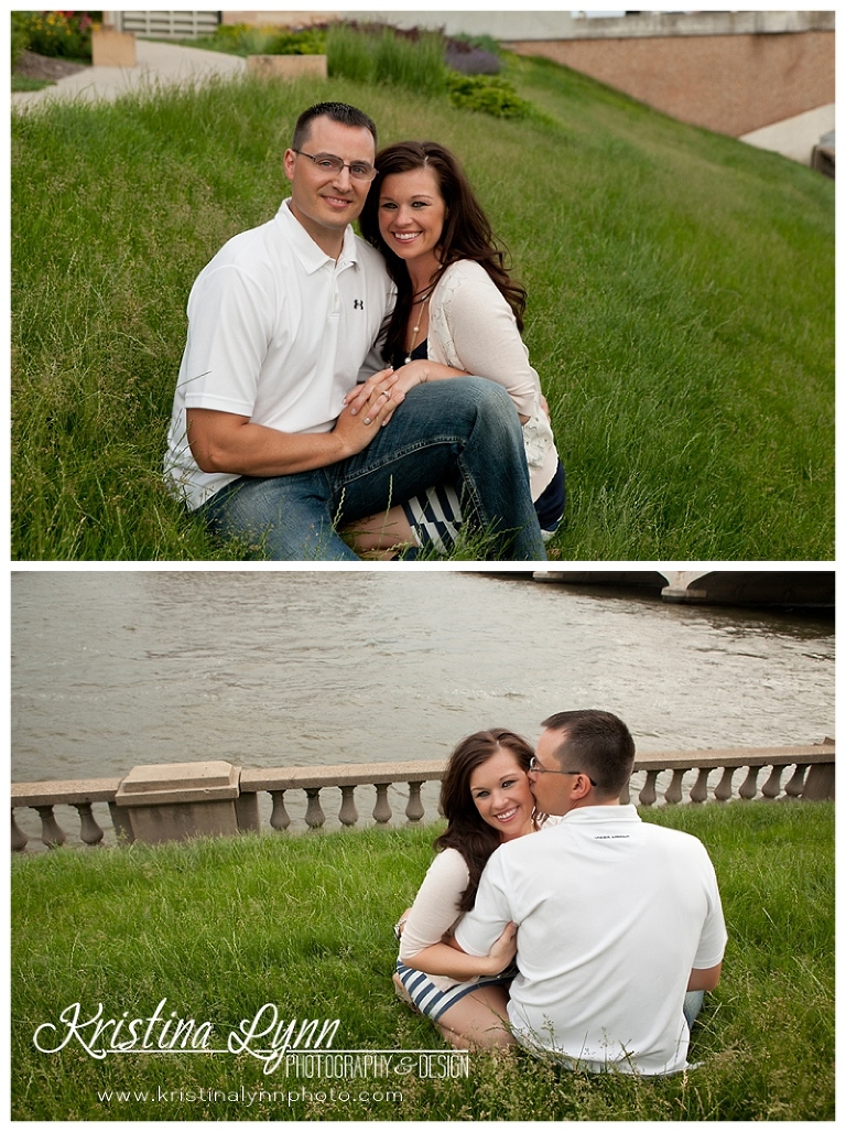 A midwest urban engagement session in Downtown Des Moines, Iowa by Denver Colorado based photograher Kristina Lynn Photography & Design.