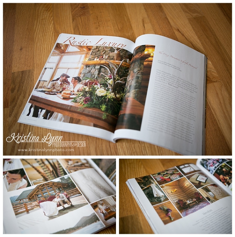 Denver wedding photographer, Kristina Lynn Photography & Design featured on the cover of Rocky Mountain Bride Magazine.