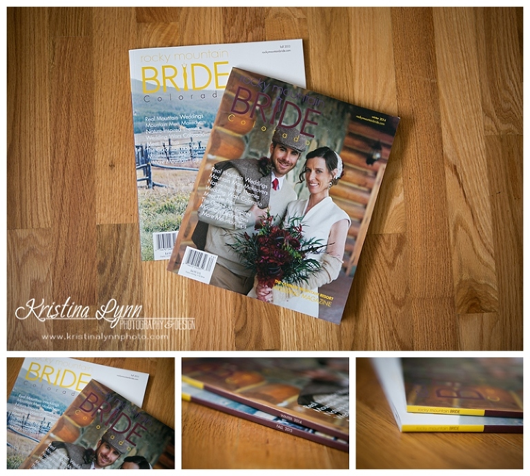Denver wedding photographer, Kristina Lynn Photography & Design featured on the cover of Rocky Mountain Bride Magazine.