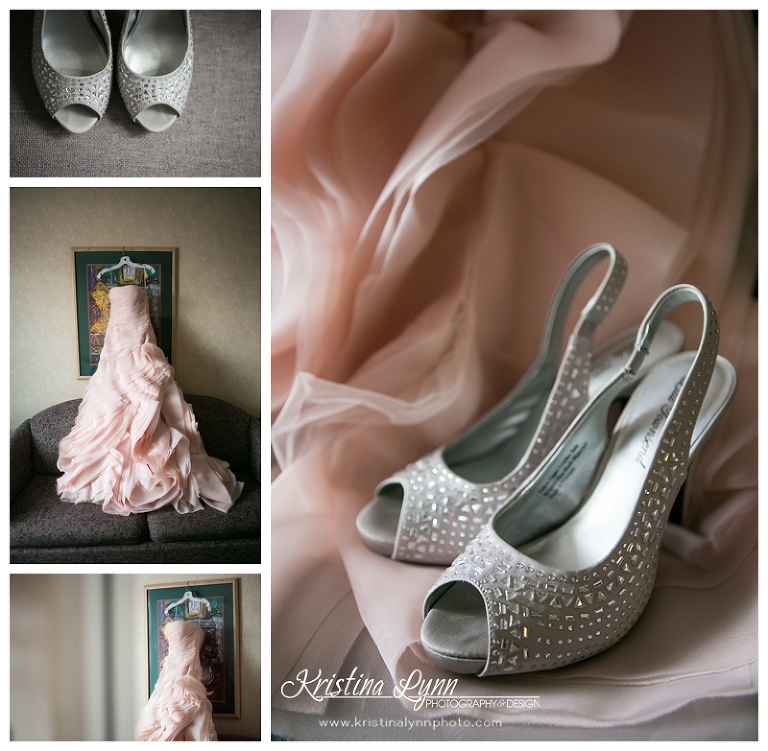 A beautiful blush pink Vera Wang Wedding gown photographed by Denver wedding photographer Kristina Lynn Photography & Design