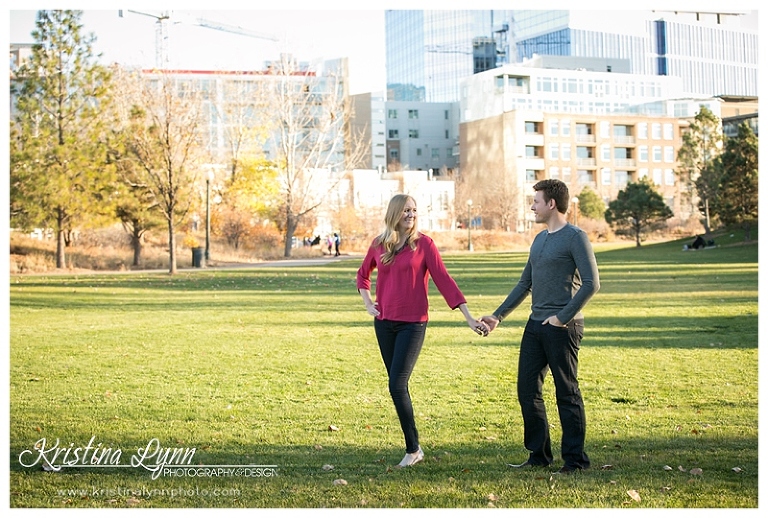 A colorful engagement session in downtown Denver by wedding photographer Kristina Lynn Photography & Design.