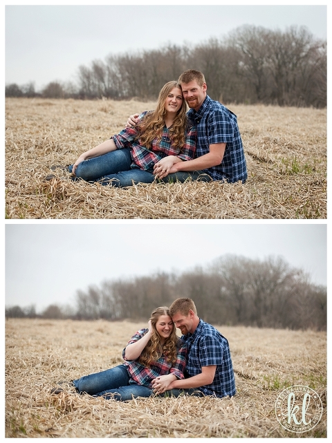 An early spring outdoor engagement session in an open field by Denver wedding photographer Kristina Lynn Photography & Design