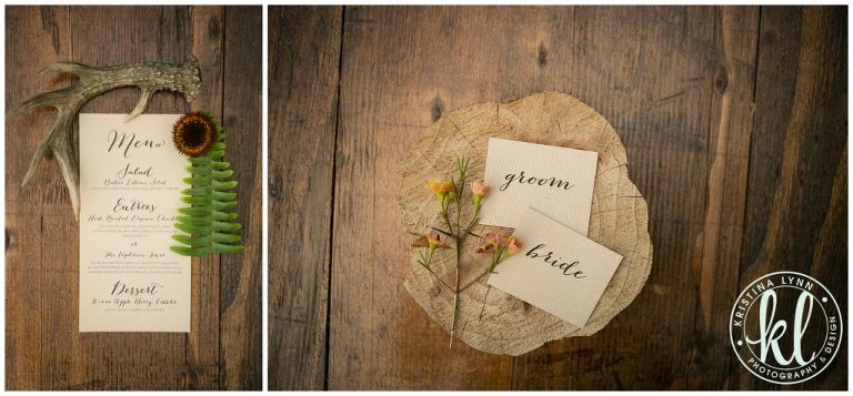Custom designed menu and place cards printed on a linen card stock to bring in some texture | Designed and photographed by Kristina Lynn Photography & Design | Denver, Colorado