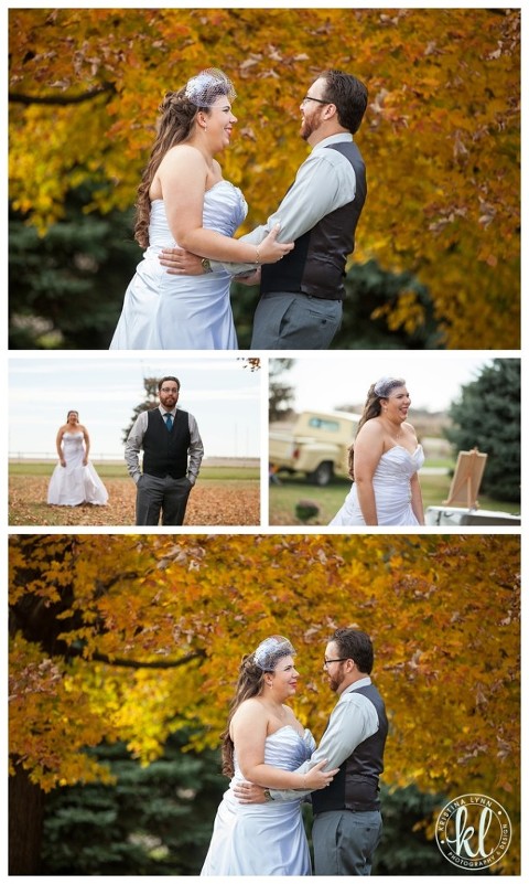 An outdoor Iowa fall wedding with bright colors and unique details.