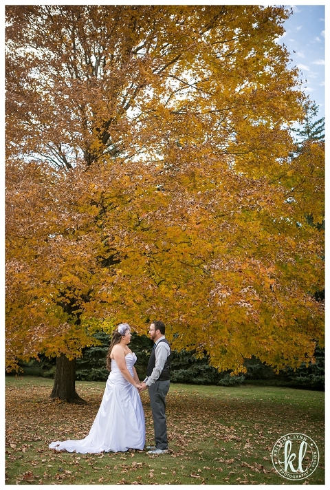An outdoor Iowa fall wedding with bright colors and unique details.