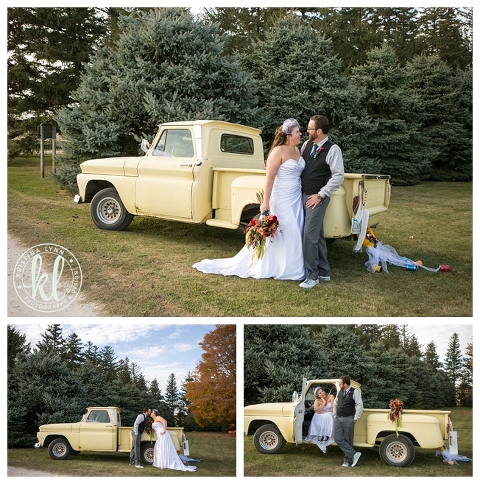 An outdoor Iowa fall wedding with bright colors and unique details.
