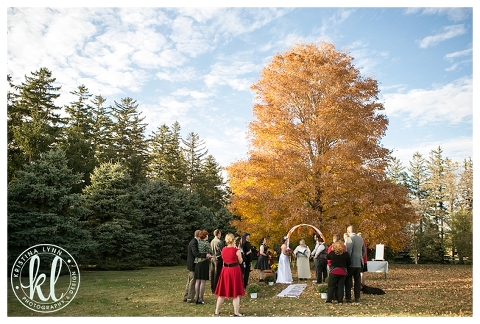 An outdoor Iowa fall wedding with bright colors and unique details.