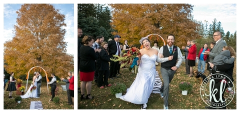 An outdoor Iowa fall wedding with bright colors and unique details.