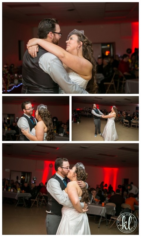 A music inspired wedding reception with vinyl record guest books, DIY centerpieces, a popcorn station and more.