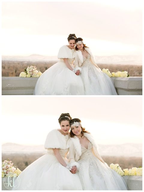 Two beautiful brides say I Do in a winter wonderland | Photographed by Denver Colorado wedding photographer Kristina Lynn Photography & Design