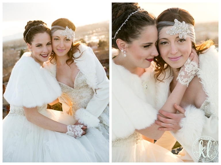 Two beautiful brides say I Do in a winter wonderland | Photographed by Denver Colorado wedding photographer Kristina Lynn Photography & Design