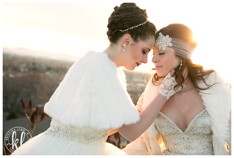 Two beautiful brides say I Do in a winter wonderland | Photographed by Denver Colorado wedding photographer Kristina Lynn Photography & Design