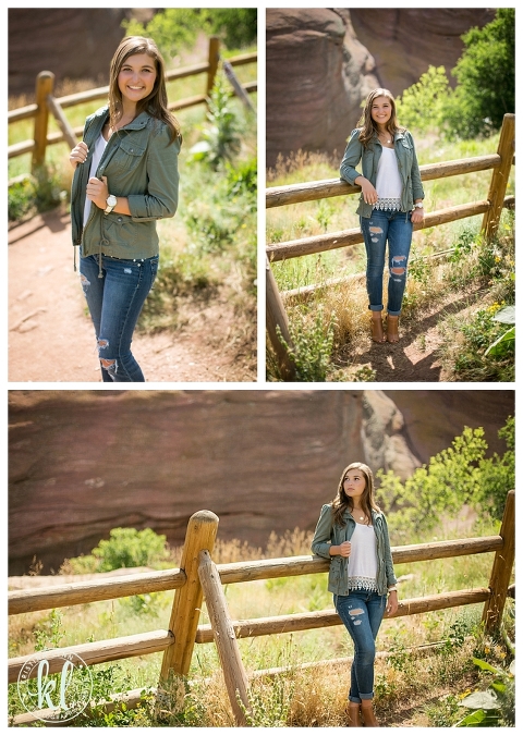 casual senior photo at Red Rocks park