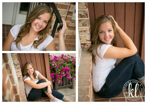 A teenage girl photographed outside of a city store front.