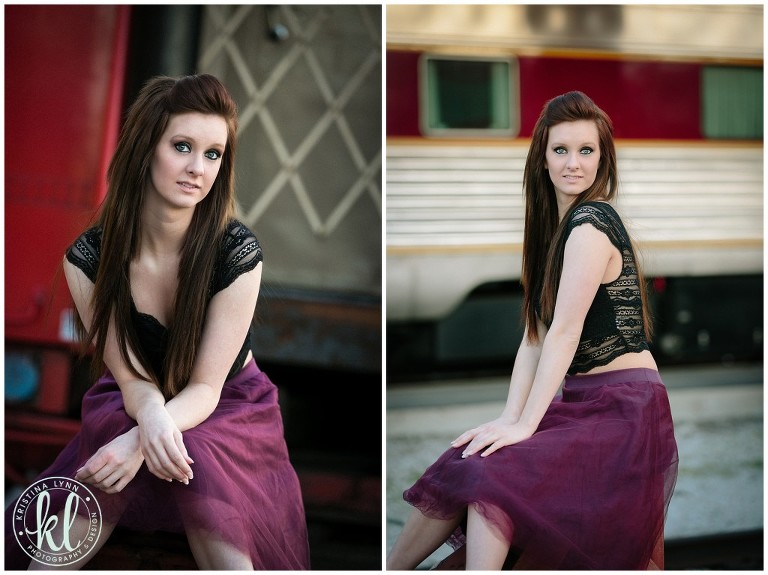 Lacey black crop top and purple tulle skirt is the perfect high school senior girl outfit for a sophisticated look.