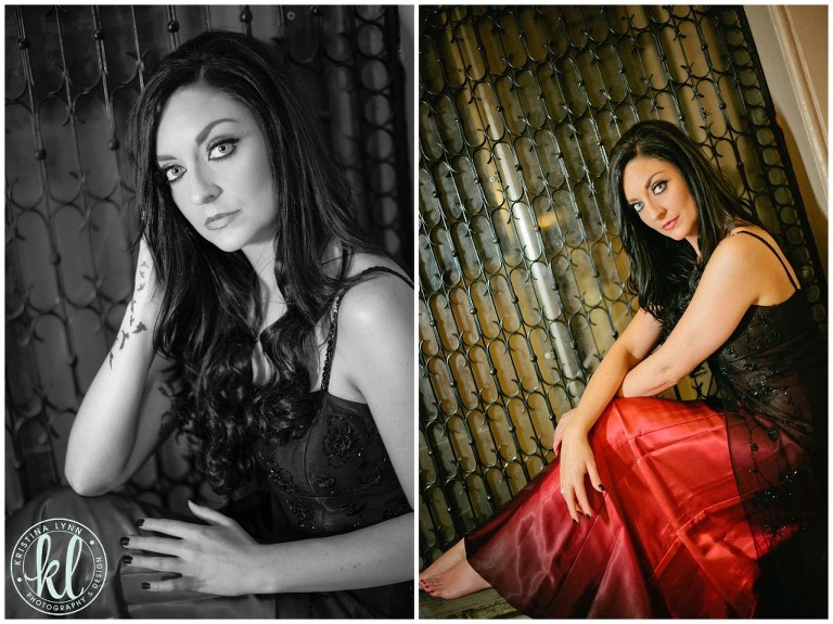 Alluring model head shot pose in an urban setting by Denver photographer Kristina Lynn Photography & Design.