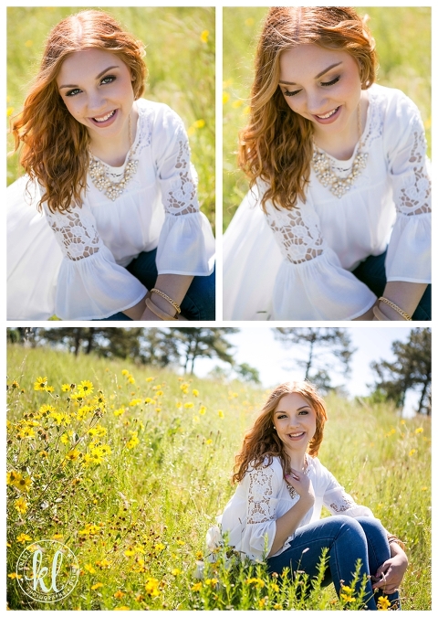 Stylish and sophisticated high school senior photos taken in a field of yellow flowers in Littleton Colorado | Image By Kristina Lynn Photography & Design