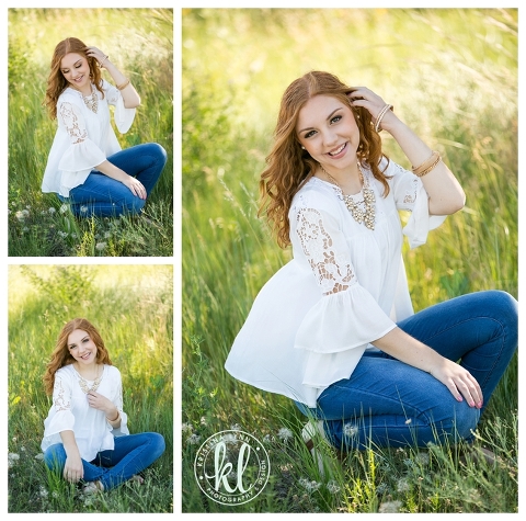A stylish senior girl in a field of tall grass in LIttleton, CO | photography by Kristina Lynn Photography & Design.
