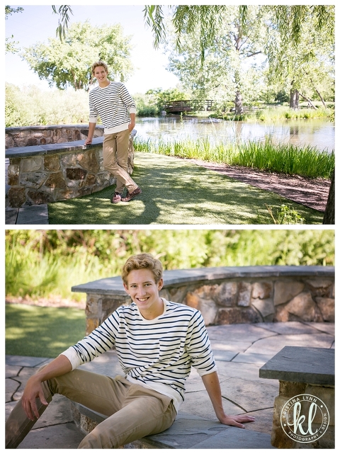 Teenage boy relaxing next to a pond for his photo shoot | Image by Kristina Lynn Photography & Design