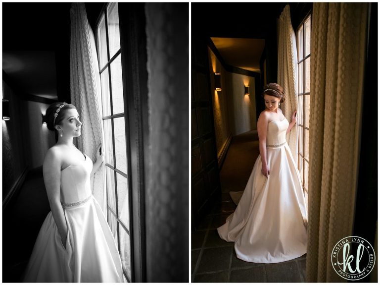 A bride on her wedding day, looking out the window at Villa Parker | Image by Kristina Lynn Photography & Design.