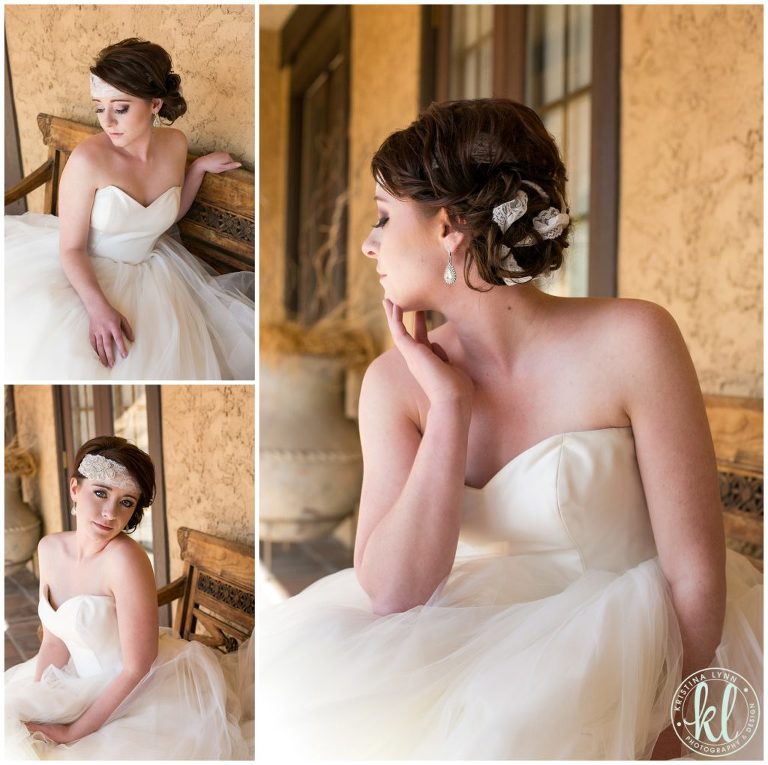 This DIY beaded bridal head wrap is woven into the bride's hair for a modern chic look | Image by Kristina Lynn Photography & Design.