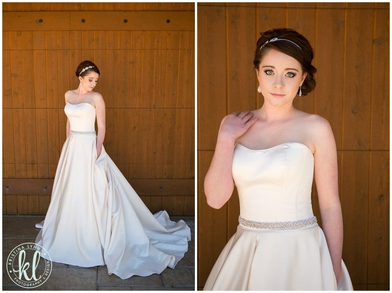 Dress up a simple a-line wedding gown style with a DIY beaded belt and hair piece | Image by Kristina Lynn Photography & Design.