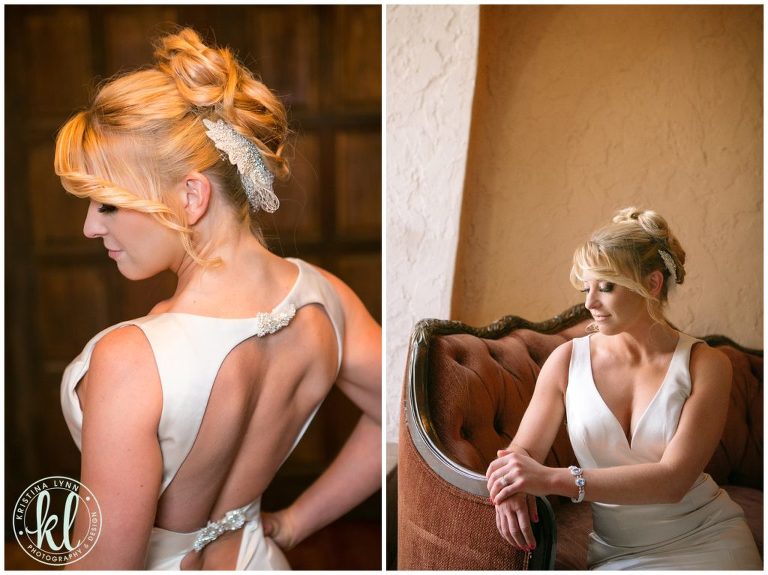 This mermaid style wedding gown has a detailed cut out back, so simple accessories are all you need | Image by Kristina Lynn Photography & Design.