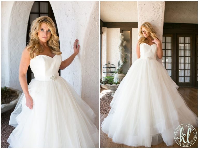 A glam ballgown dress from The Bridal Collection in Littleton, Colorado photographed at Villa Parker | Image by Kristina Lynn Photography & Design