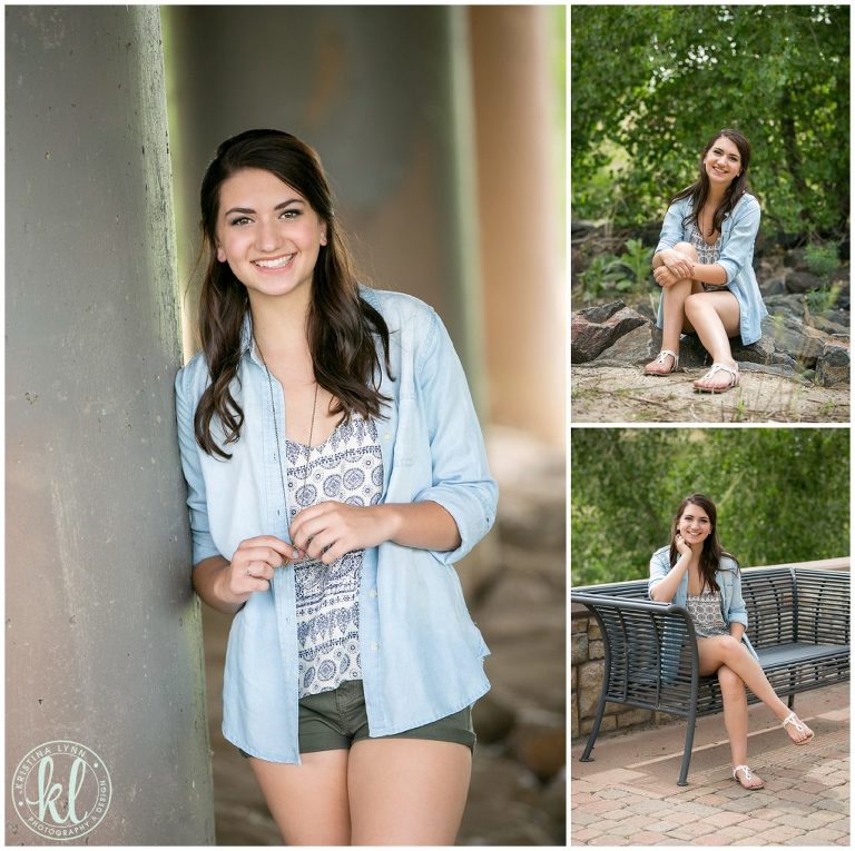 High school senior girl photographed in downtown Parker Colorado.