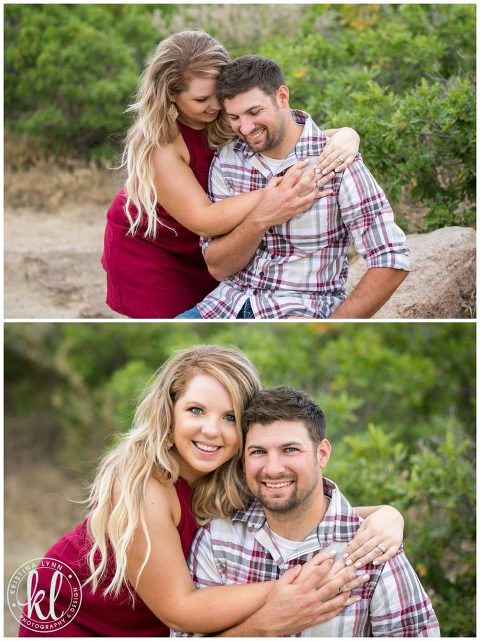 This engaged couple take a moment to laugh during their photo shoot with Minnesota wedding photographer Kristina Lynn.