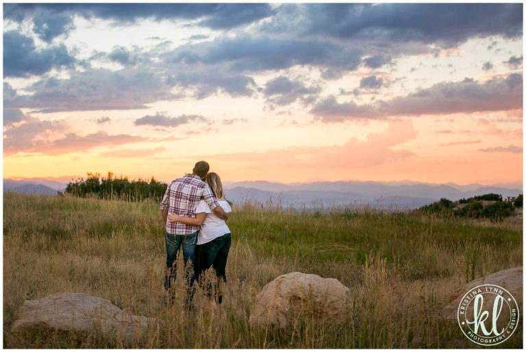 A gorgeous sunset over the Rocky Mountains was the perfect end to this destination engagement photo shoot in Colorado.