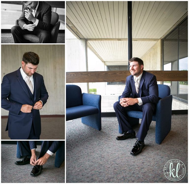 Nick puts on his finishing touches to his wedding day look.