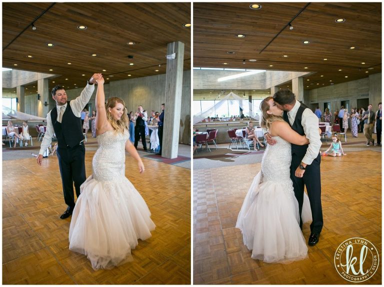 Nick twirls Ally then pulls her in for a kiss during their first dance as husband and wife.