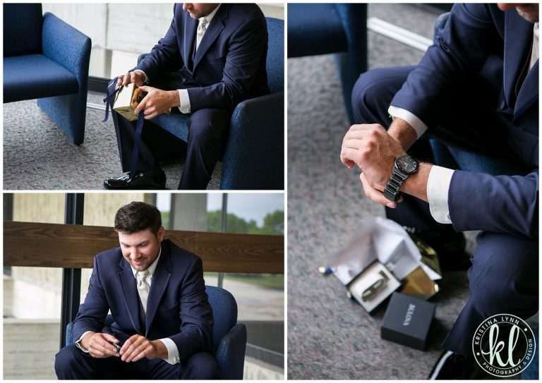 Nick unwraps the gift Ally gave him on their wedding day. A Bulova watch.