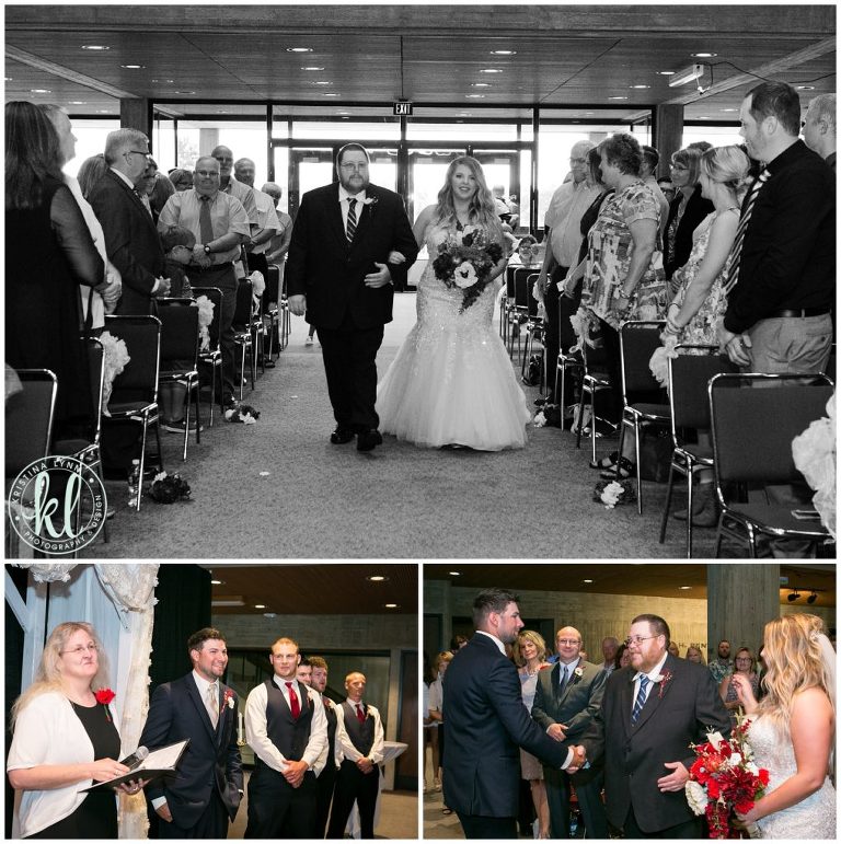 Indoor wedding ceremony on a college campus. Ames Iowa