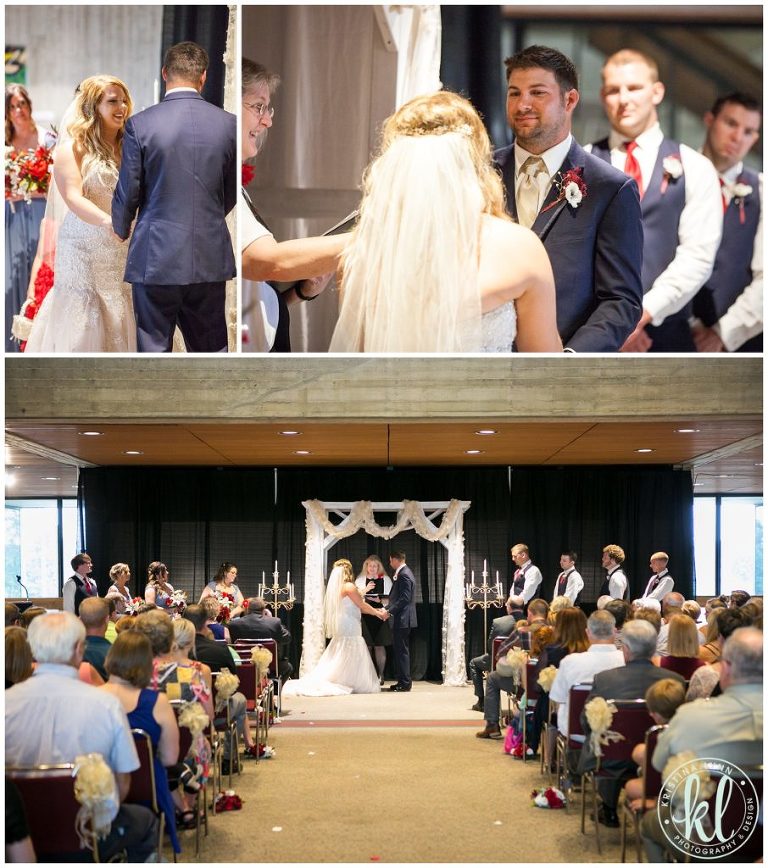 Wedding ceremony at the Scheman Building on the ISU campus in Ames Iowa.
