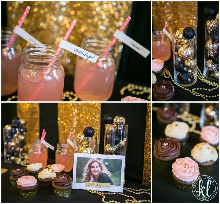 How about a glam Kate Spade inspired graduation party theme. Photographed by Stillwater, MN photographer Kristina Lynn.