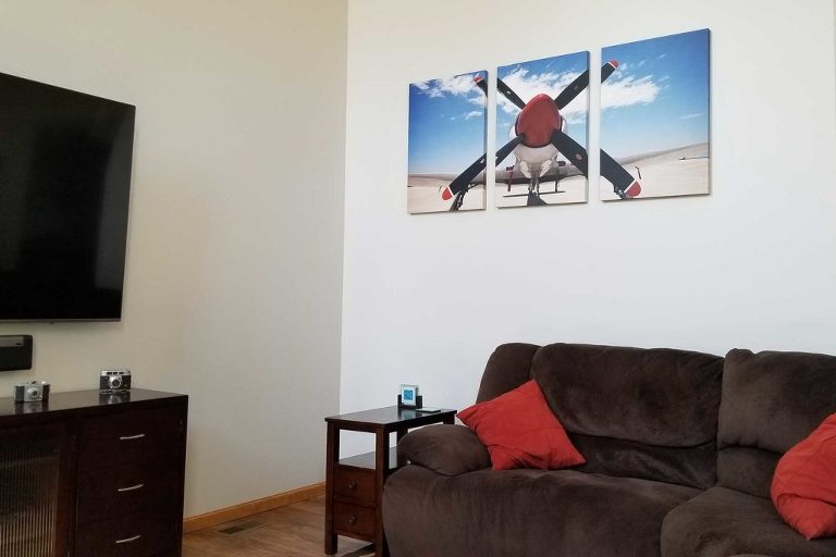 Aviation photography wall art canvas triptych of a warbird airplane in Denver, Colorado.