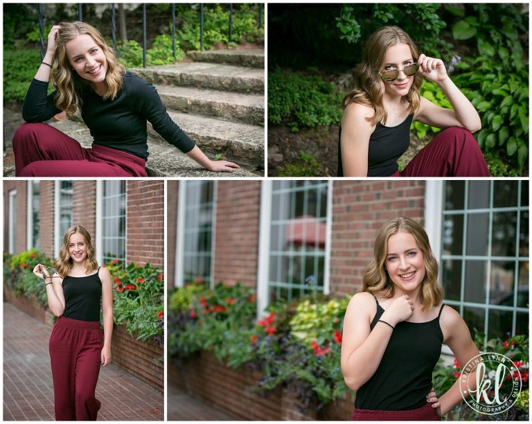 high school senior portraits outside lowell inn in downtown stillwater