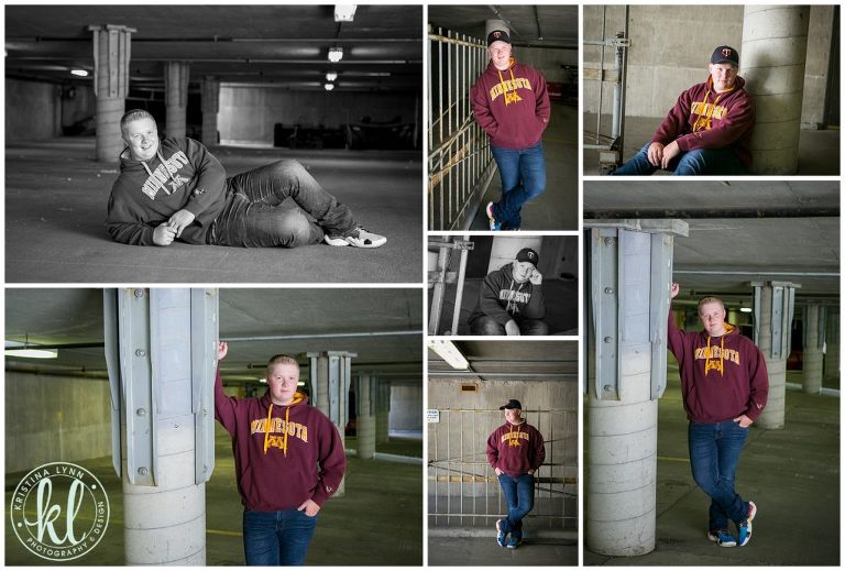 senior pictures in a parking garage