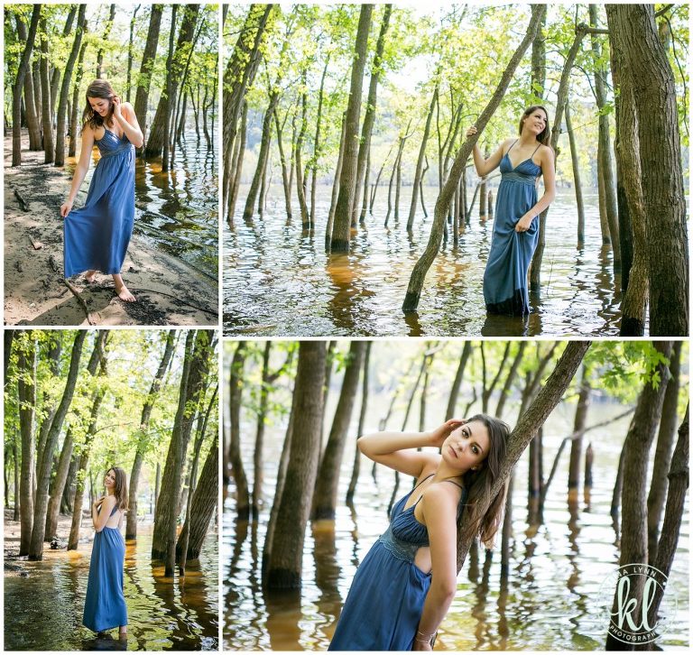 teenager girl posing in st croix river for senior pictures