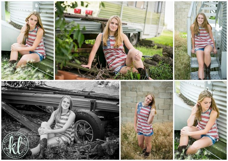 senior pictures on family farm in iowa