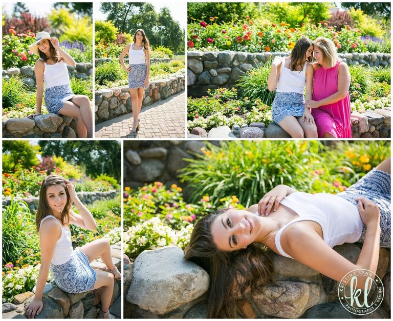 graduation photo session with flowers at washington square park in stillwater minnesota