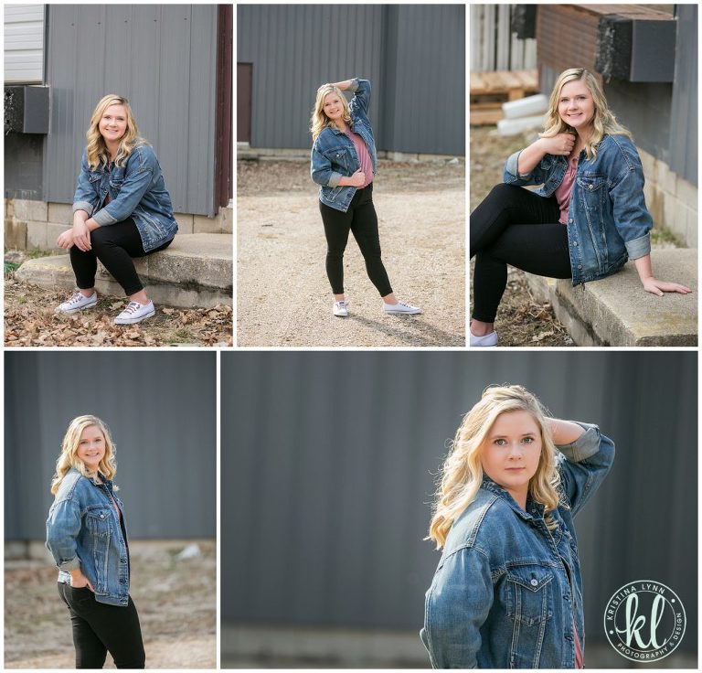 senior girl poses in clarion iowa alleyway for senior pictures