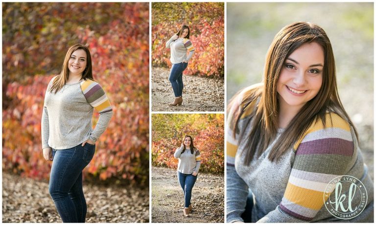 graduation photos with fall color at lake cornelia park near clarion iowa
