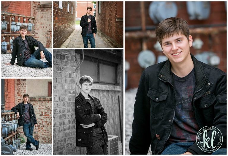 urban inspired graduation photos of teenage guy wearing graphic tee and black jacket